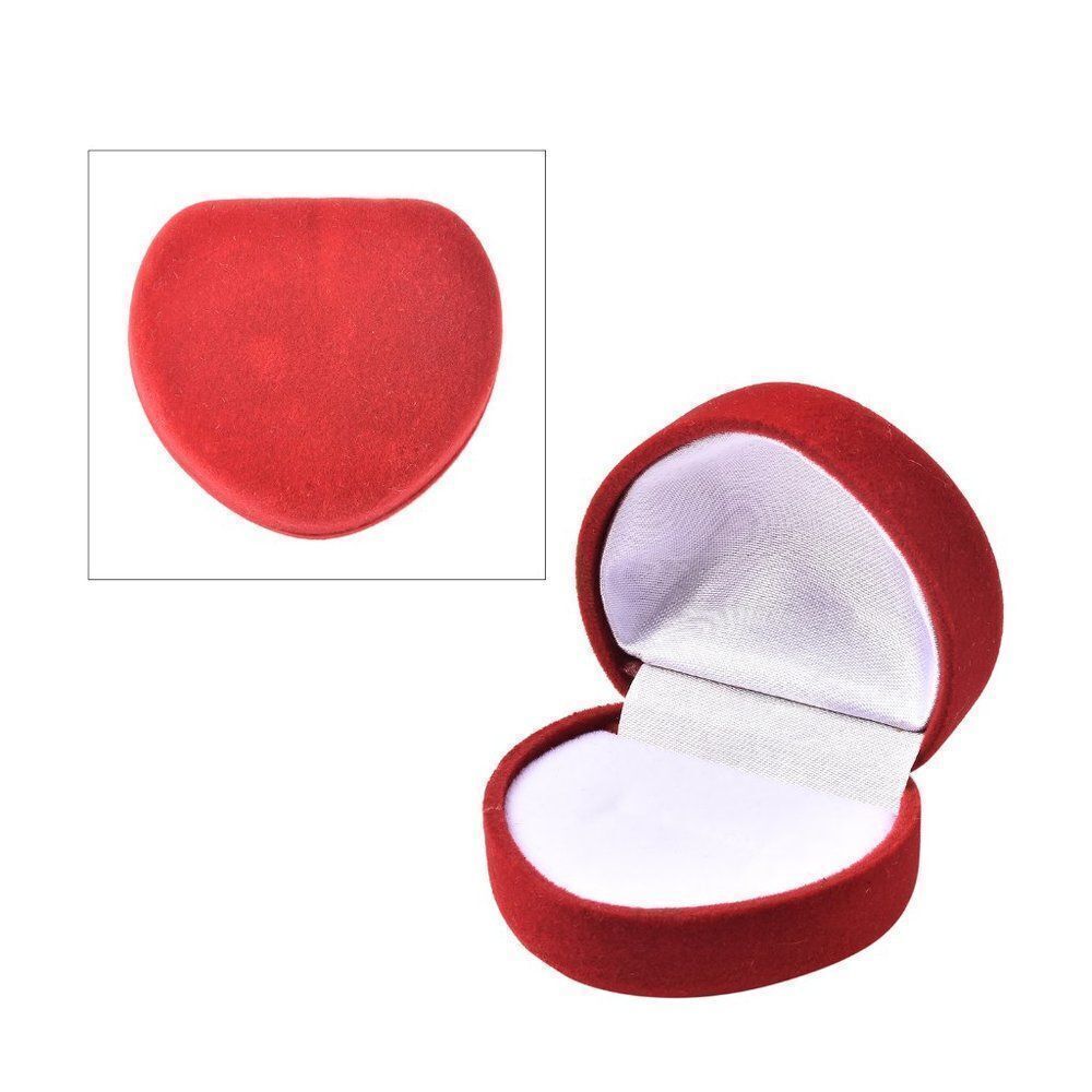 Heart Shape Velvet Jewelry Gift Box Red - Picture 2 of 6
